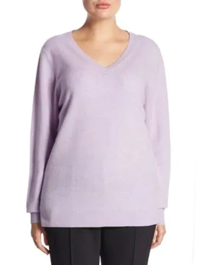 Shop Saks Fifth Avenue Plus V-neck Cashmere Knitted Sweater In Lavender