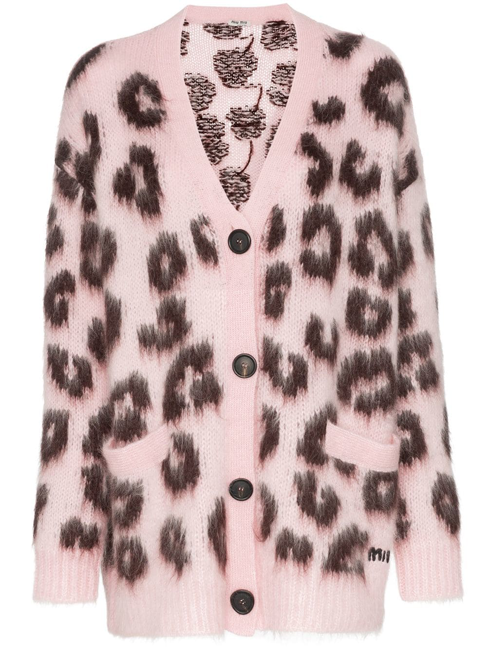 pink leopard print cardigan