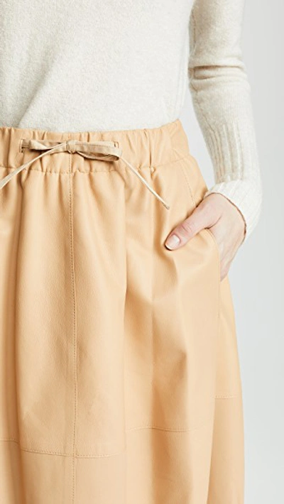 Shop Vince Paneled Leather Skirt In Sand Ember