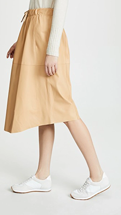 Shop Vince Paneled Leather Skirt In Sand Ember