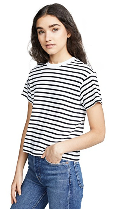 Shop Atm Anthony Thomas Melillo Short Sleeve Stripe Boy Tee In Black/white Stripe