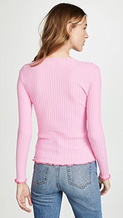 Shop Milly Contrast Edge Pullover In Candy Pink/fluo Pink