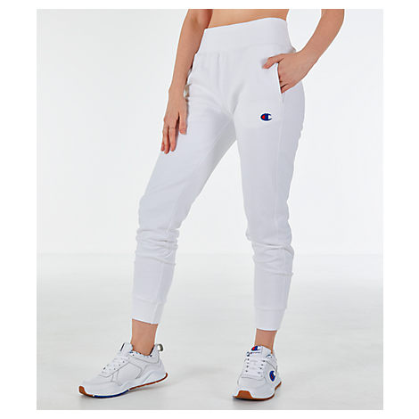 champion reverse weave sweatpants white