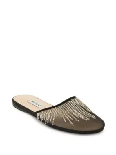Shop Attico Gina Netted Crystal Slip-on Flats In Black