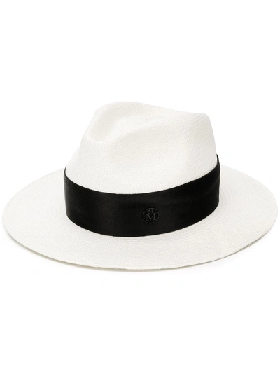 Shop Maison Michel Rico Fedora Hat - White