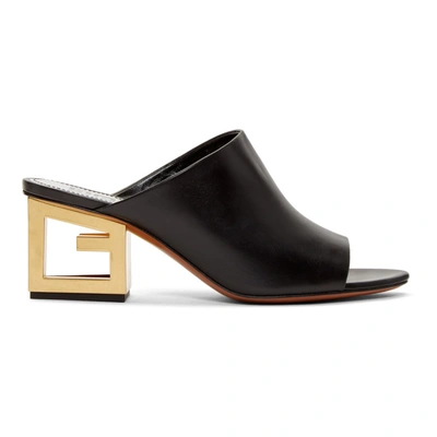 Shop Givenchy Black Triangle Mule Sandals In 001 Black