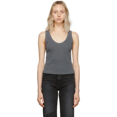 Shop Amo Grey Rib Crop Tank Top In 062 Faded B