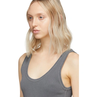 Shop Amo Grey Rib Crop Tank Top In 062 Faded B