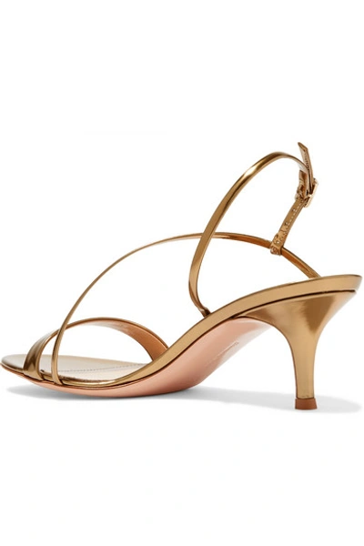 Shop Gianvito Rossi 55 Metallic Leather Slingback Sandals In Gold