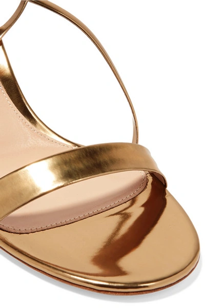 Shop Gianvito Rossi 55 Metallic Leather Slingback Sandals In Gold