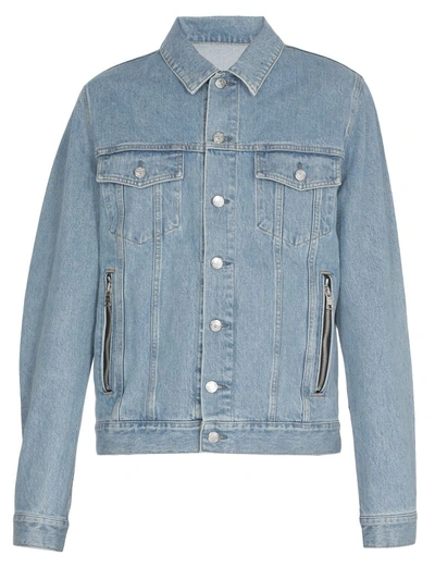 Shop Balmain Jeans Jacket In Bleu