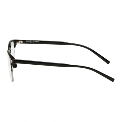 Shop Saint Laurent Black Semi Rimless Glasses In Silverblack