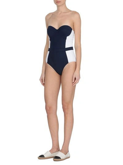 Shop Tory Burch Lipsi One Piece Swimwear In Tory Navy / White