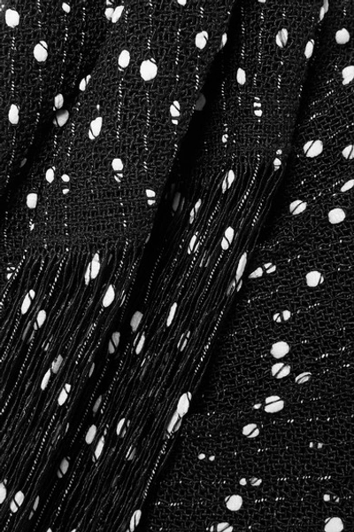 Shop Jacquemus Valoria Wrap-effect Fringed Bouclé Halterneck Top In Black