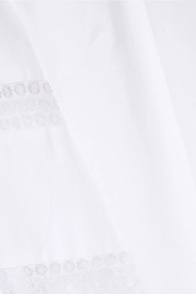 Shop Michael Michael Kors Lace-paneled Cotton-poplin Top In White