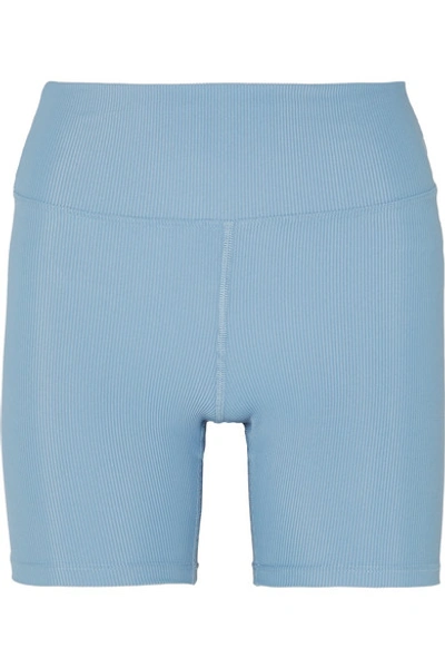 Shop Heroine Sport Cycling Ribbed Stretch Shorts In Light Blue
