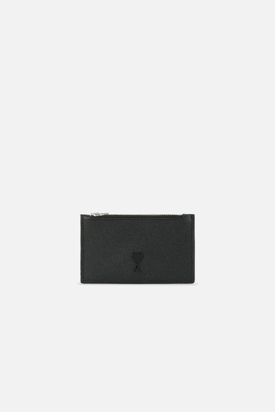 Shop Ami Alexandre Mattiussi Ami De Coeur Zipped Cardholder In Black