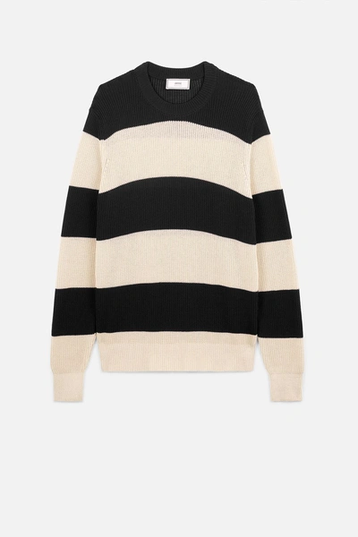 Shop Ami Alexandre Mattiussi Striped Crewneck Sweater In Black