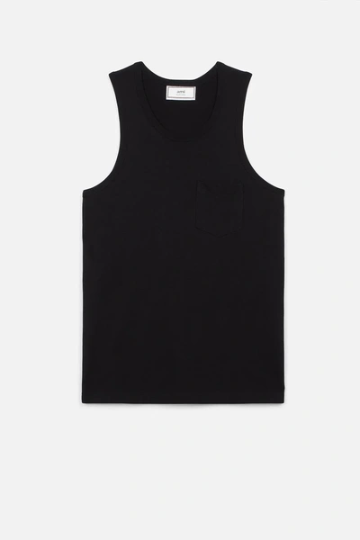 Shop Ami Alexandre Mattiussi Tank Top With Chest Pocket In Black