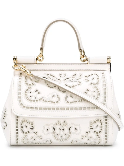 Shop Dolce & Gabbana Mini 'sicily' Tote In White