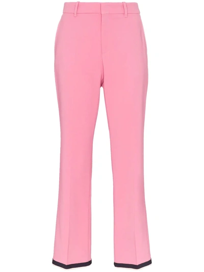 Shop Gucci Cropped Bootcut Trousers - Pink