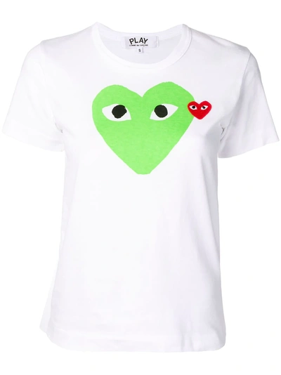 Shop Comme Des Garçons Play Logo Print T-shirt - White