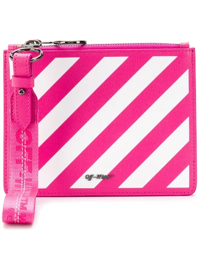 Shop Off-white Striped Clutch Bag - Pink