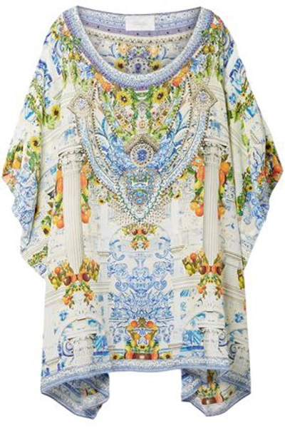 Shop Camilla Woman Salvador Summer Embellished Printed Silk Crepe De Chine Coverup Multicolor