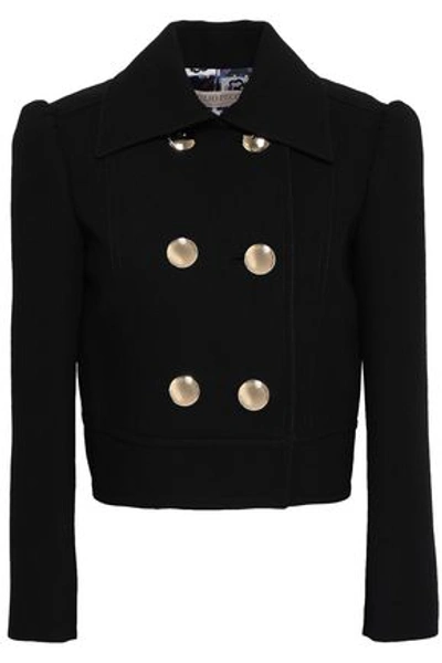 Shop Emilio Pucci Double-breasted Cropped Crepe Jacket In Black