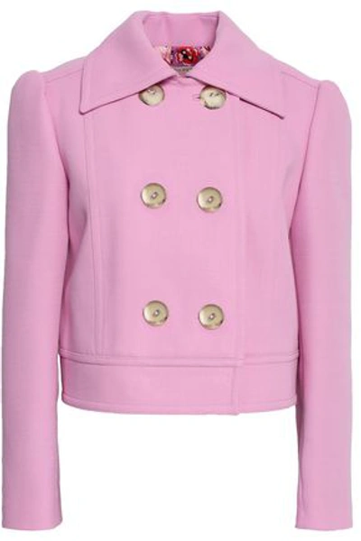 Shop Emilio Pucci Woman Double-breasted Cropped Crepe Jacket Lilac