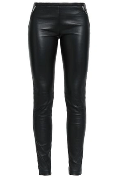Shop Emilio Pucci Leather Skinny Pants In Black
