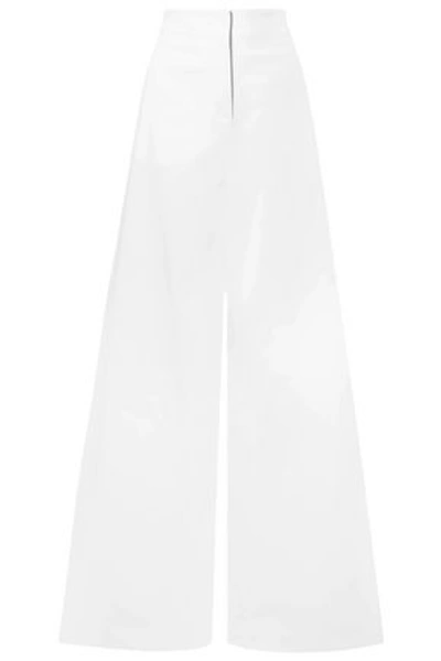 Shop Emilio Pucci Woman Cotton-blend Twill Wide-leg Pants Off-white