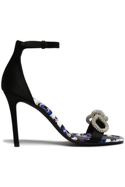 Shop Emilio Pucci Bow-embellished Satin Sandals In Black