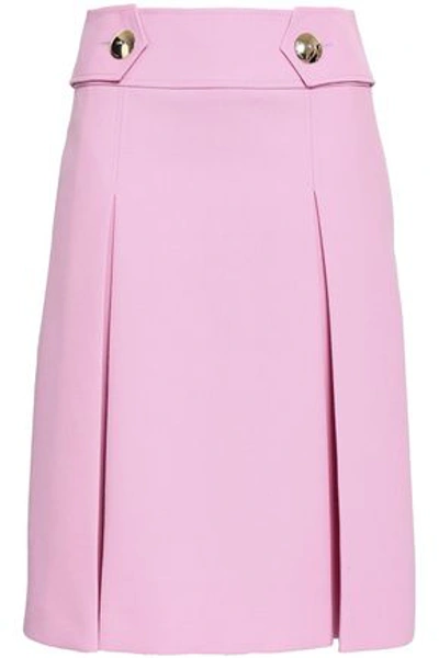 Shop Emilio Pucci Pleated Crepe Skirt In Baby Pink