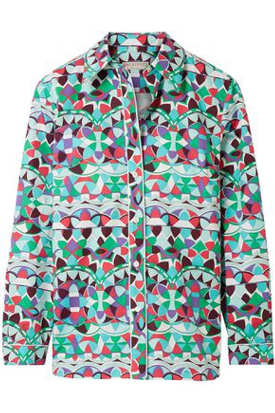 Shop Emilio Pucci Printed Cotton-poplin Shirt In Jade