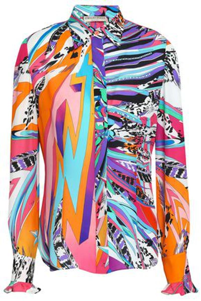 Shop Emilio Pucci Woman Printed Silk Crepe De Chine Shirt Multicolor