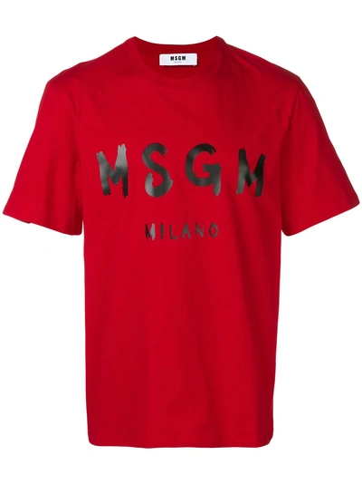Shop Msgm Logo Print T-shirt - Red