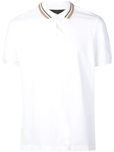 Shop Brunello Cucinelli Contrast Collar Polo Shirt - White