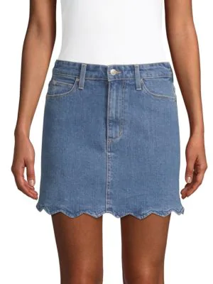 high rise denim mini skirt