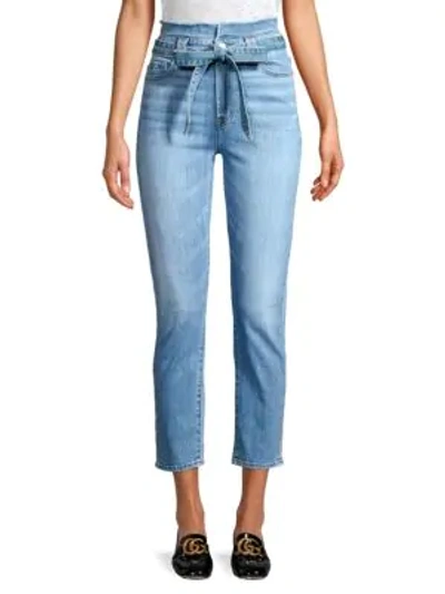 Shop 7 For All Mankind Roxanne High-rise Paperbag Ankle Skinny Jeans In Bright Bluejay