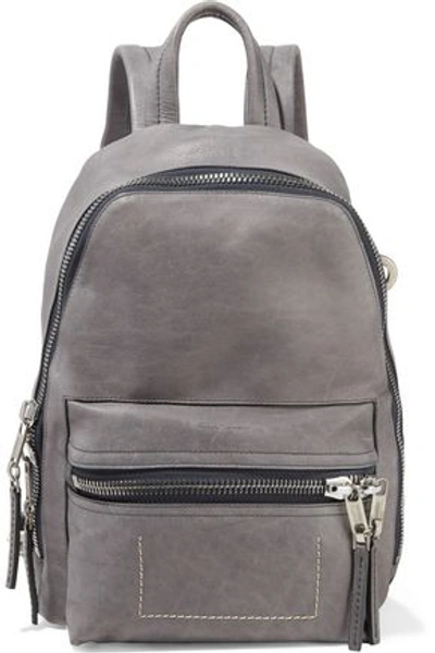 Shop Rick Owens Woman Mini Burnished-leather Backpack Gray