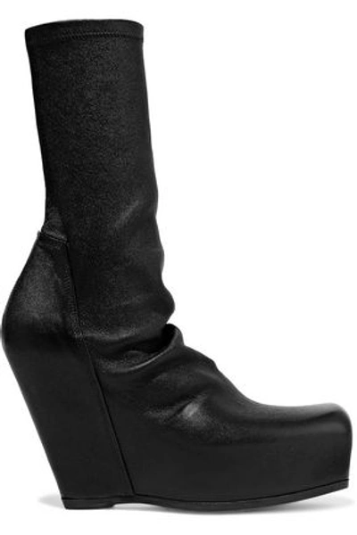 Shop Rick Owens Woman Stretch-leather Platform Sock Boots Black