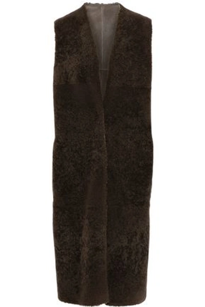 Shop Agnona Woman Reversible Shearling Vest Chocolate