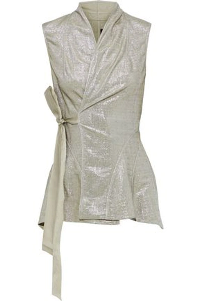 Shop Rick Owens Lilies Woman Metallic Stretch-knit Wrap Vest Silver
