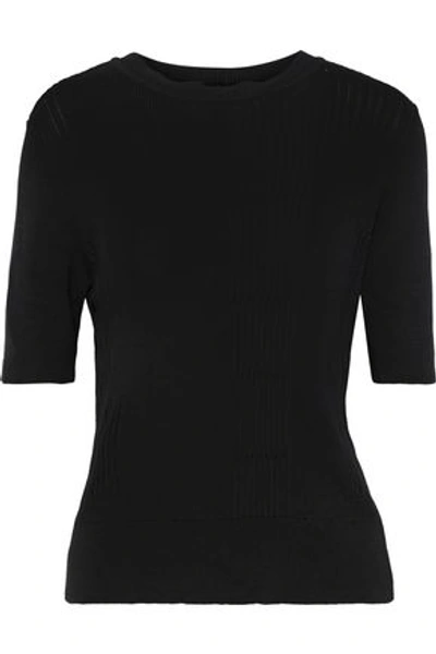 Shop Rick Owens Ribbed Cotton-blend Top In Black