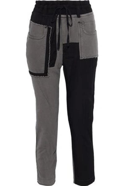 Shop Haider Ackermann Woman Patchwork Cotton-terry Track Pants Anthracite