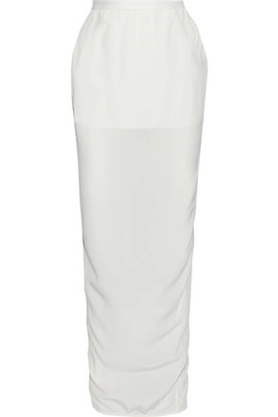 Shop Rick Owens Woman Pillar Split-back Silk-jersey Maxi Skirt Off-white