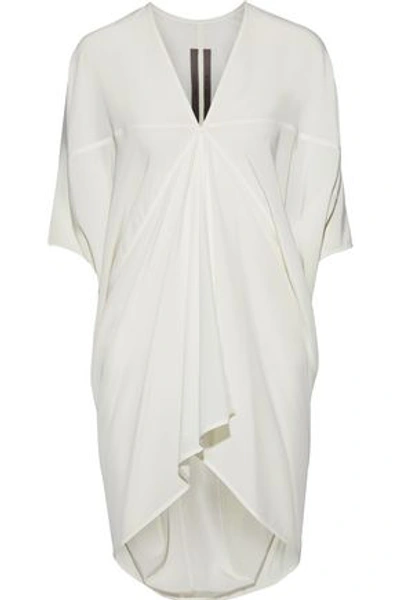 Shop Rick Owens Woman Gathered Silk Crepe De Chine Tunic Off-white