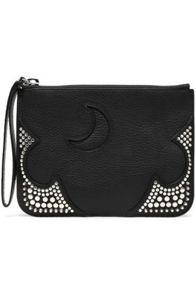 Shop Mcq By Alexander Mcqueen Mcq Alexander Mcqueen Woman Cutout Studded Pebbled-leather Pouch Black
