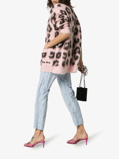 Shop Miu Miu Leopard Print Mohair-wool Blend Cardigan In F0442 Petalo